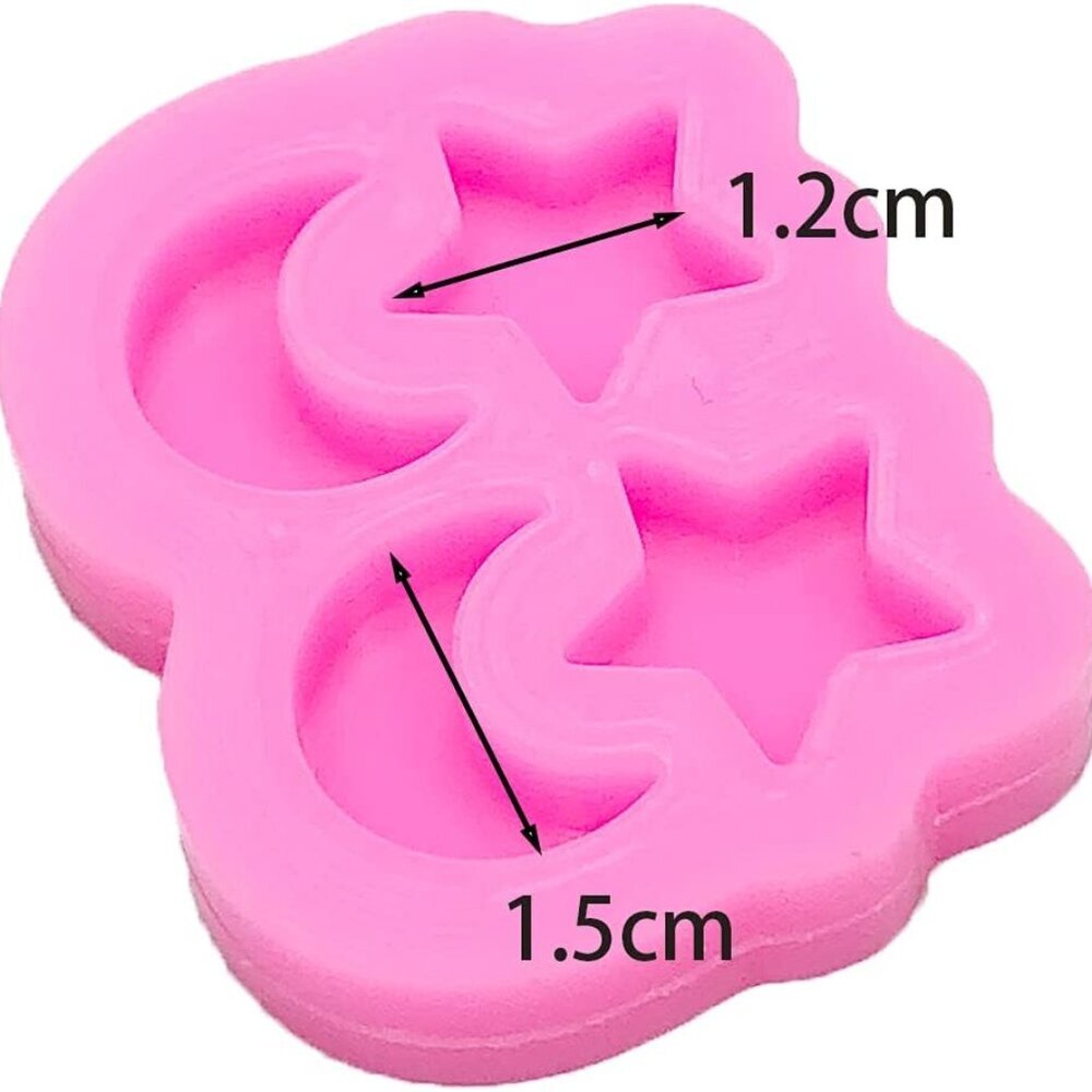 2pcs Shiny Glossy Mini Star And Moon Earring Shape Silicone Molds For Diy Women View 2